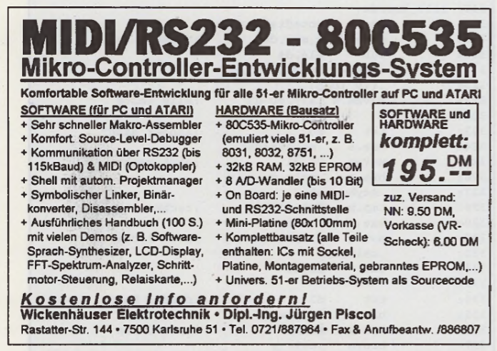 Anuncio alemán del sistema de desarrollo MIDI/RS232 con microcontrolador 80C535